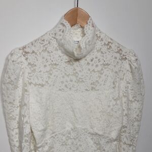 Blue Ivy Victorian White Lace High Neck Blouse